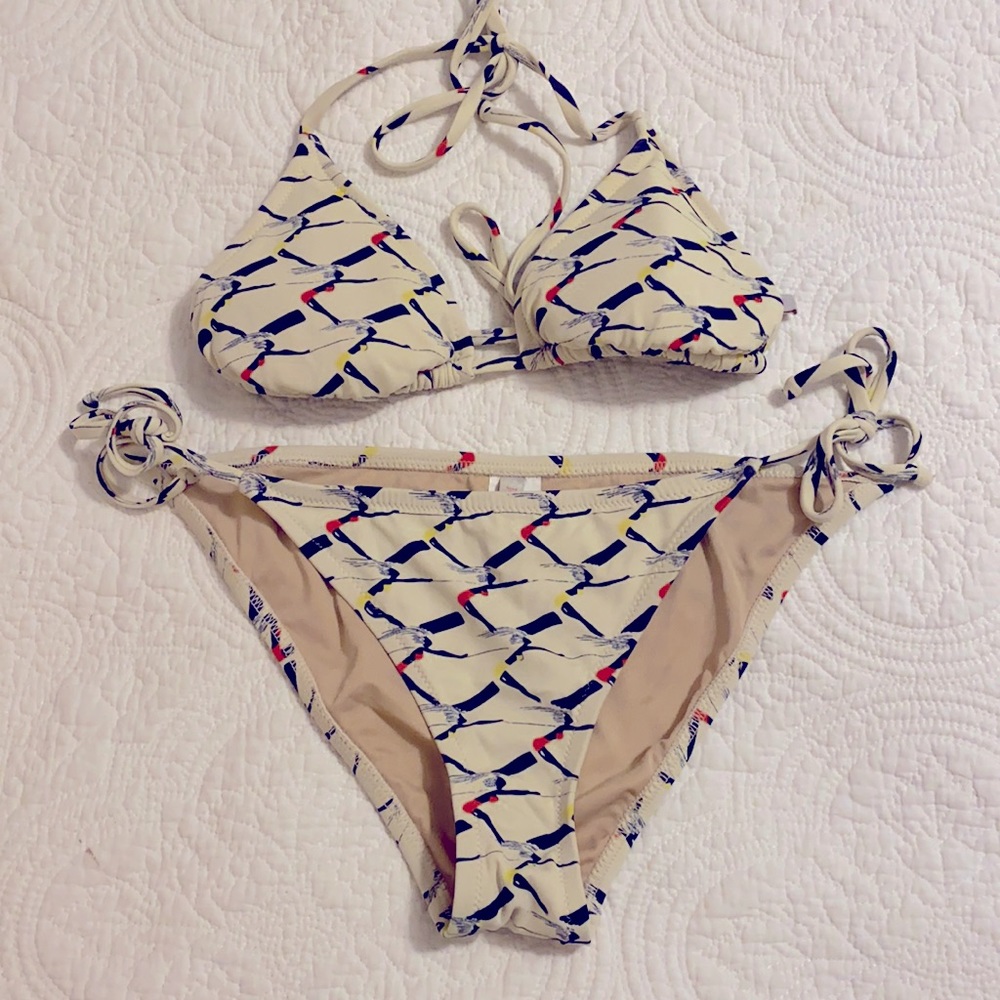 J Crew bikini, skiers pattern